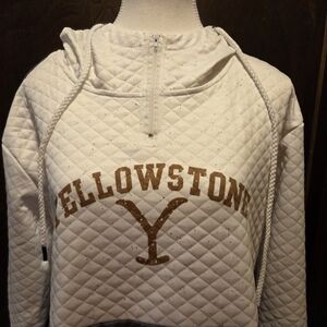 Yellowstone White & Gray Quilted Hoodie